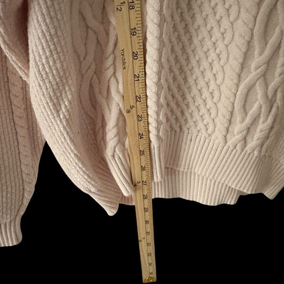 Sunday Best Pale Pink Oversized Cotton Blend Crewneck Cable Knit Sweater Size S - Picture 4 of 8